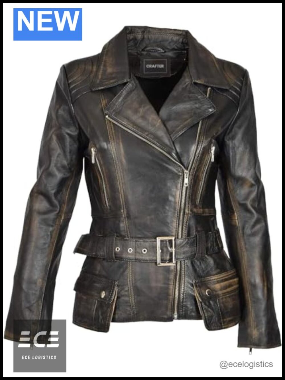 Womens Genuine Lambskin Leather Jacket Rider Moto Biker Zip Front